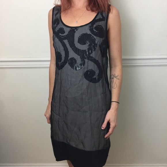 Yoana Baraschi Dresses & Skirts - Yoana Baraschi Black Silk Sequin Sleeveless Dress